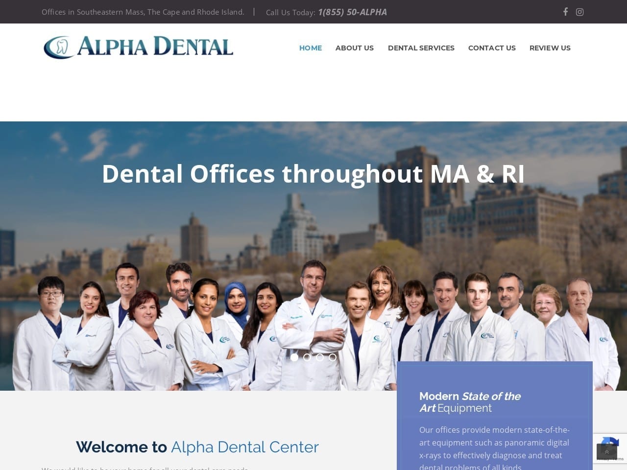 Alpha Dental Center Website Screenshot from alphadentalcenter.com