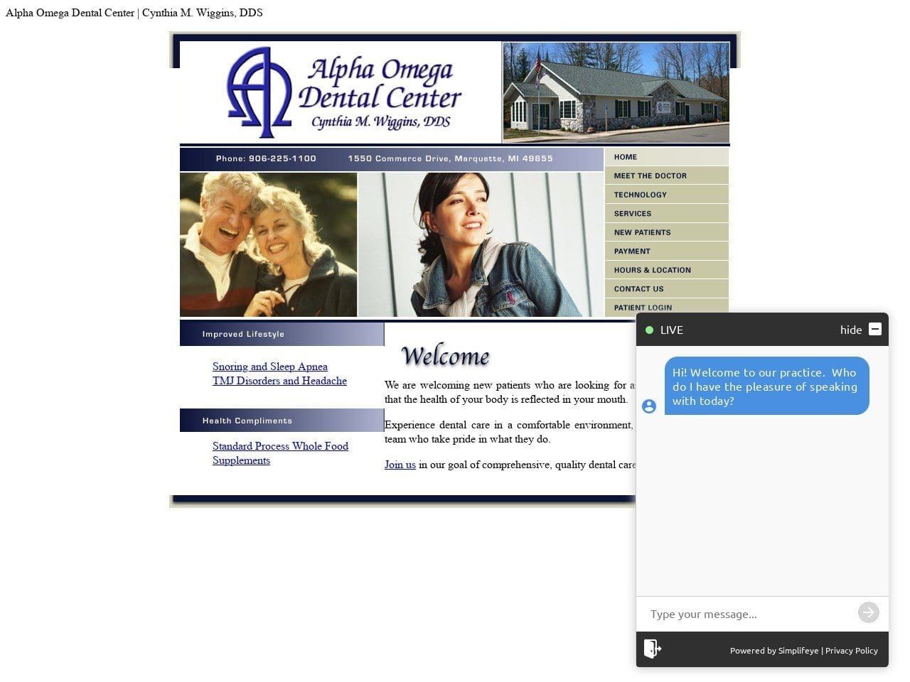 Dr. Cynthia M. Wiggins DDS Website Screenshot from alphaomegadentalcenter.com