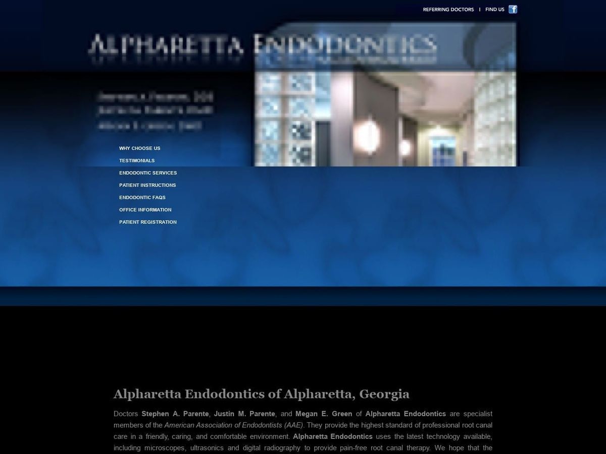 Alpharetta Endodontics P.C. Dr. Stephen Parente Website Screenshot from alpharettaendo.com