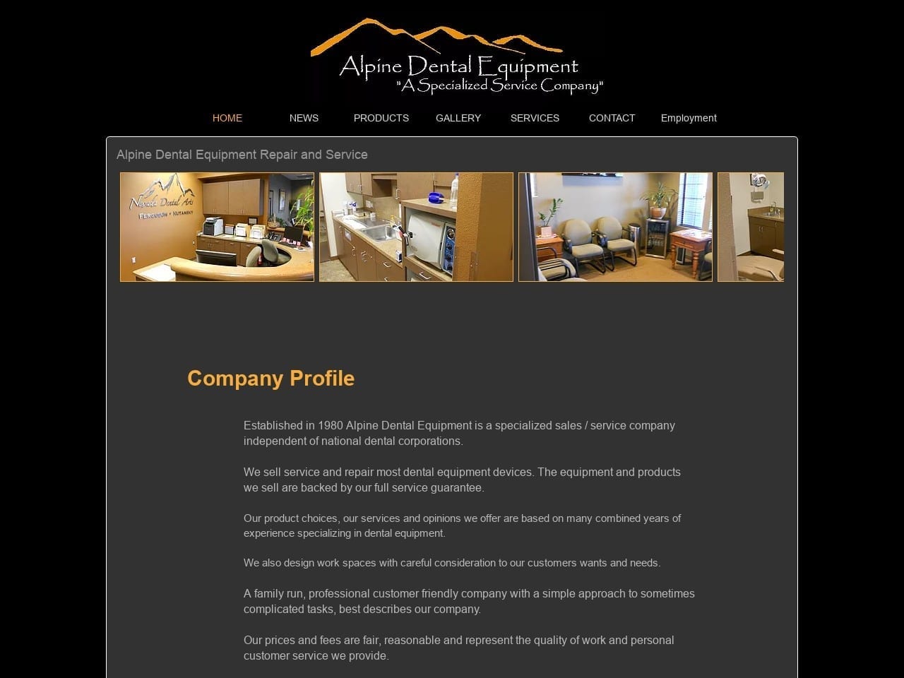 Alpine Dental Equipment Services Website Screenshot from alpinedentalreno.com