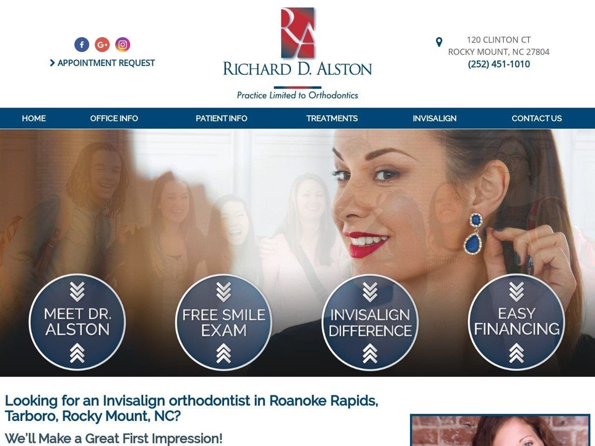 Richard D. Alston DDS MSD PA Website Screenshot from alstonortho.com