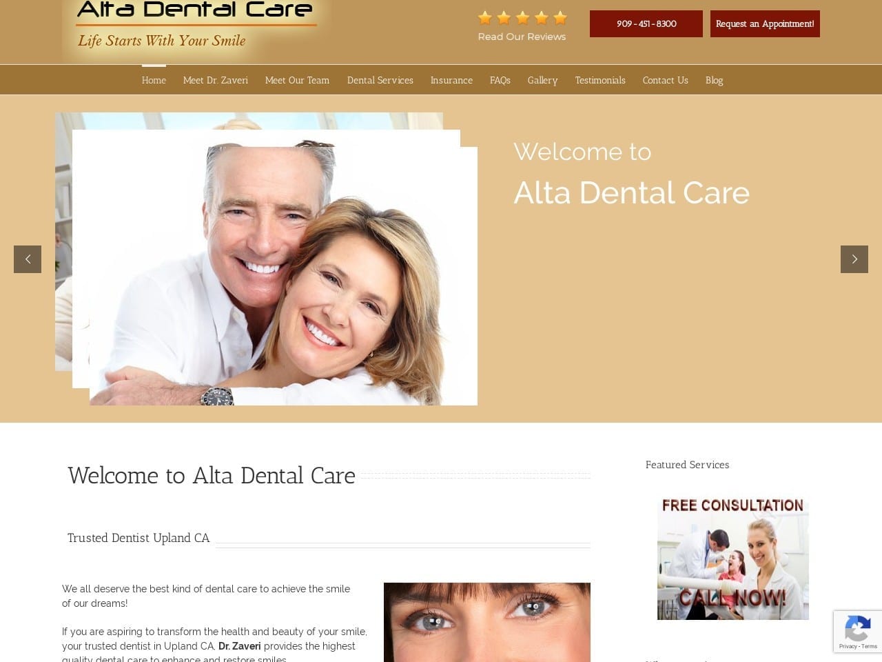 Alta Dental Care Website Screenshot from altadental.net