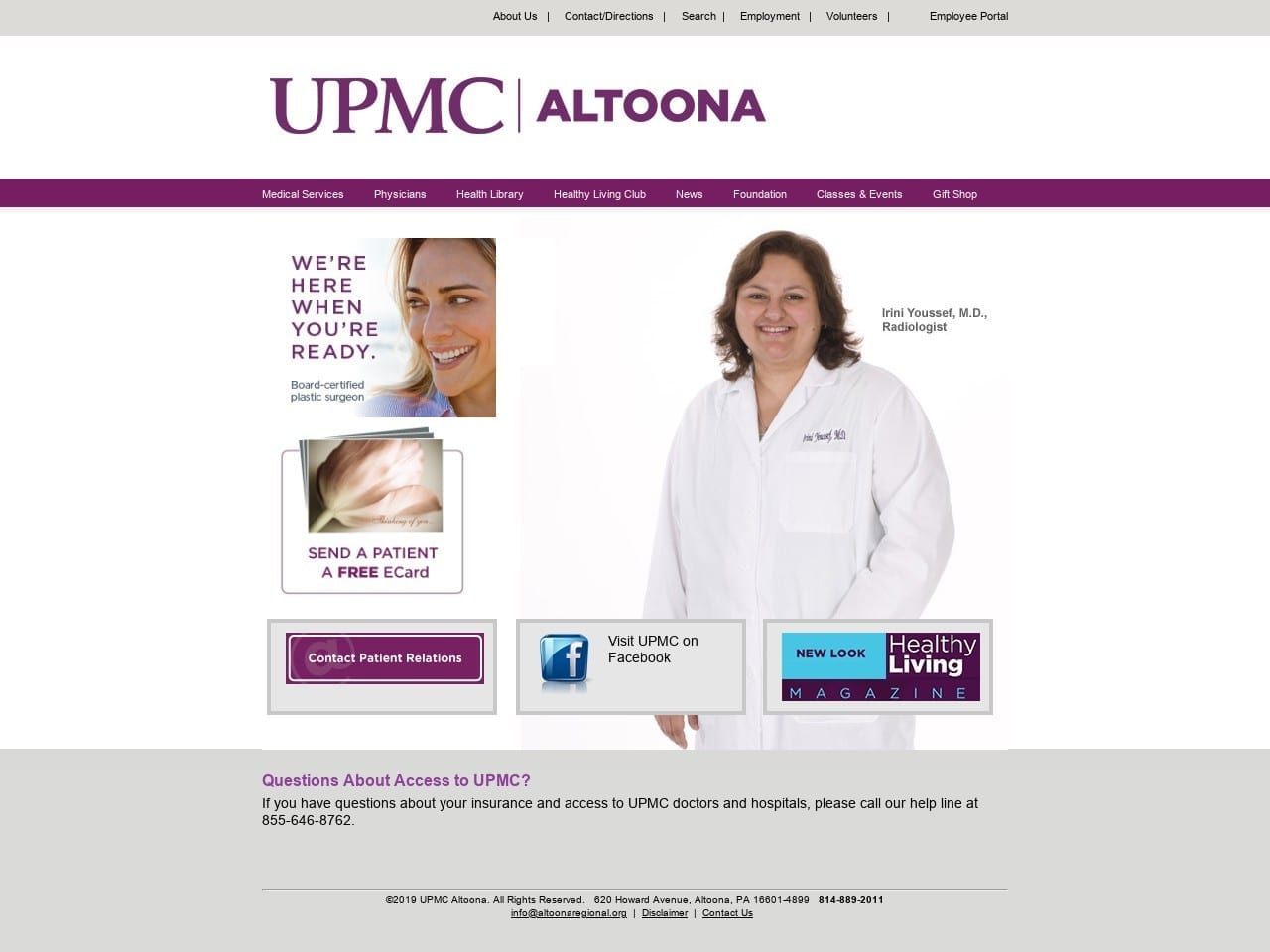 UPMC Pediatric Dental Clinic Website Screenshot from altoonaregional.org