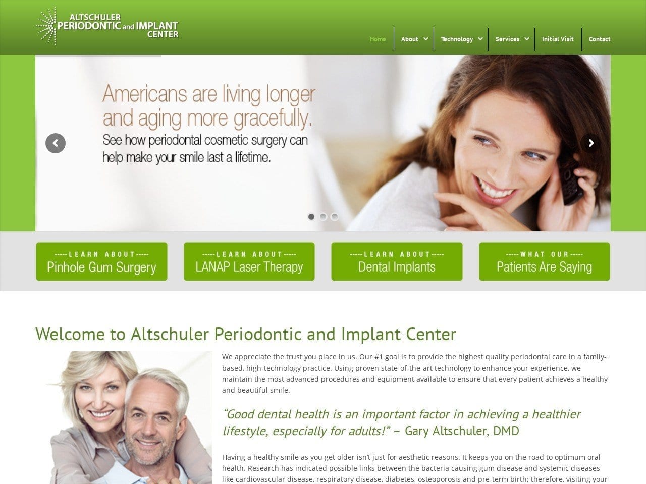 Altschuler Periodontic Website Screenshot from altschulercenter.com