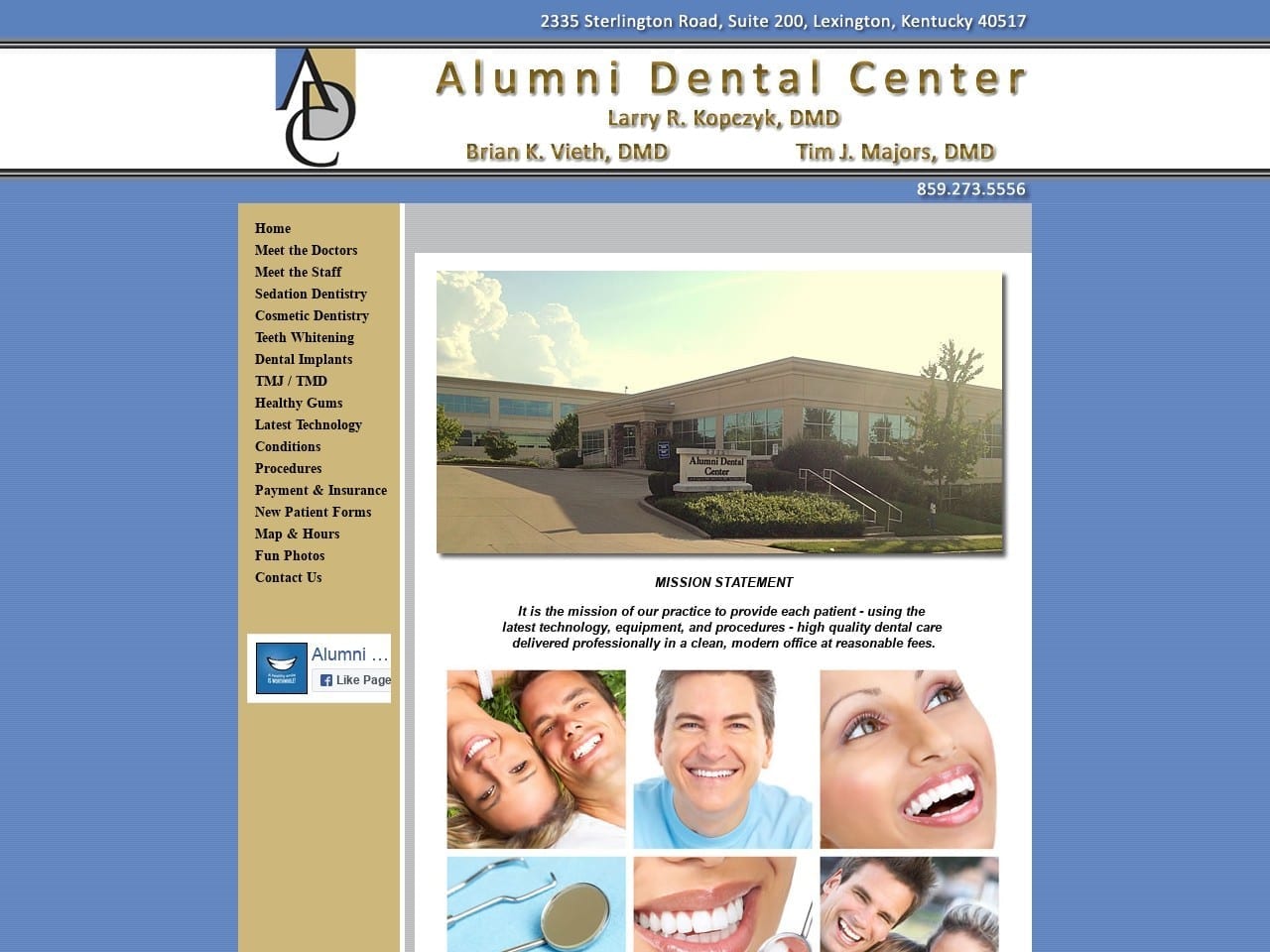 Alumni Dental Center Website Screenshot from alumnidental.com