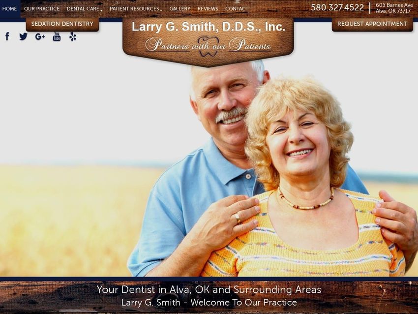 Larry G. Smith DDS Website Screenshot from alvadentist.com