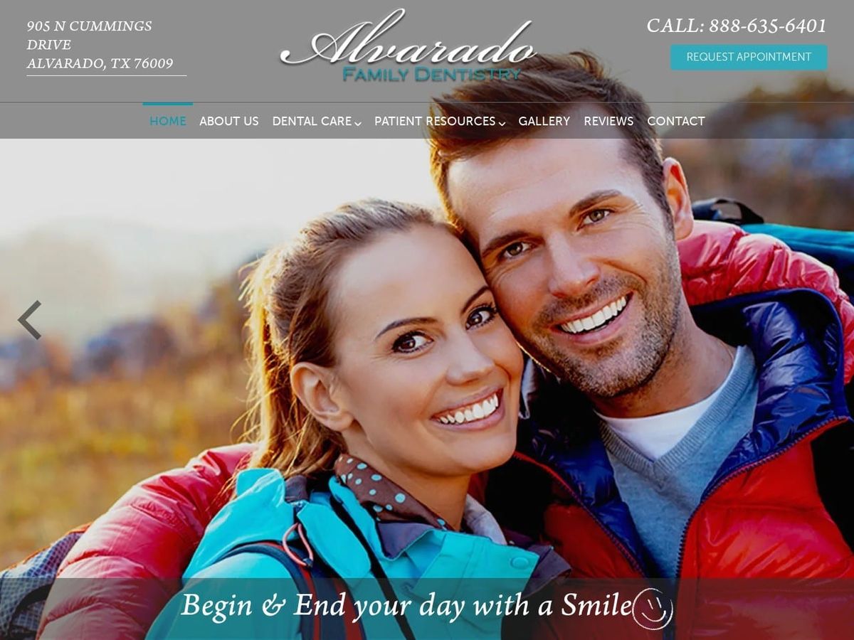 Alvarado Family Dentist Website Screenshot from alvaradodentist.com