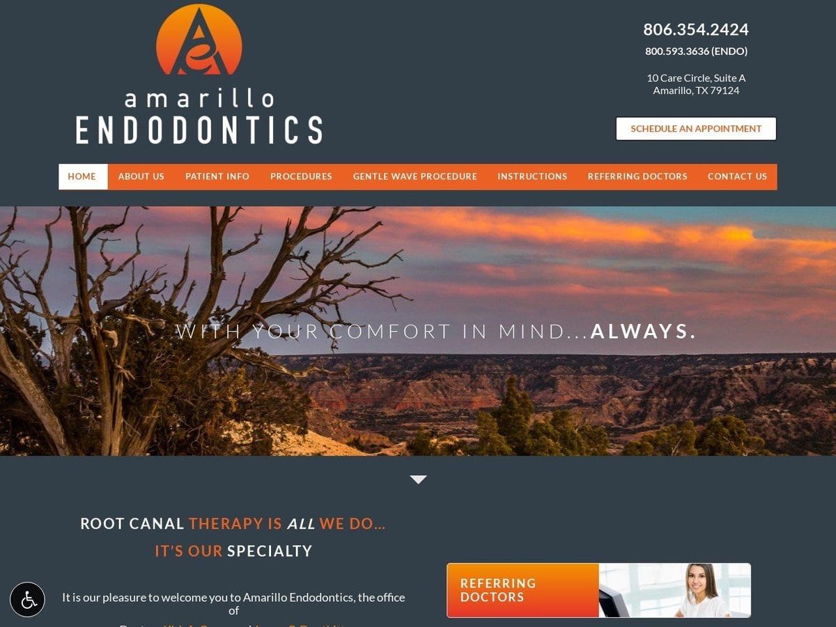 Amarillo Endodontics Website Screenshot from amarilloendo.com