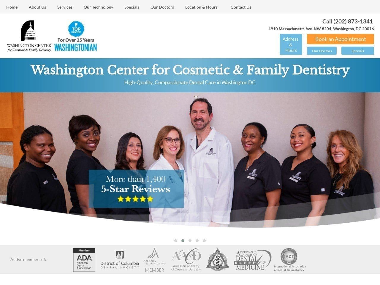 Washington Center For Cosmetic Dentistry Website Screenshot from amazingdentistry.com