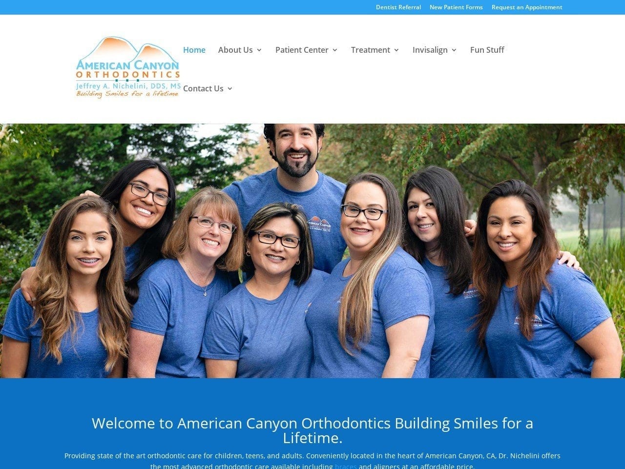 American Canyon Orthodontics Website Screenshot from amcanortho.com