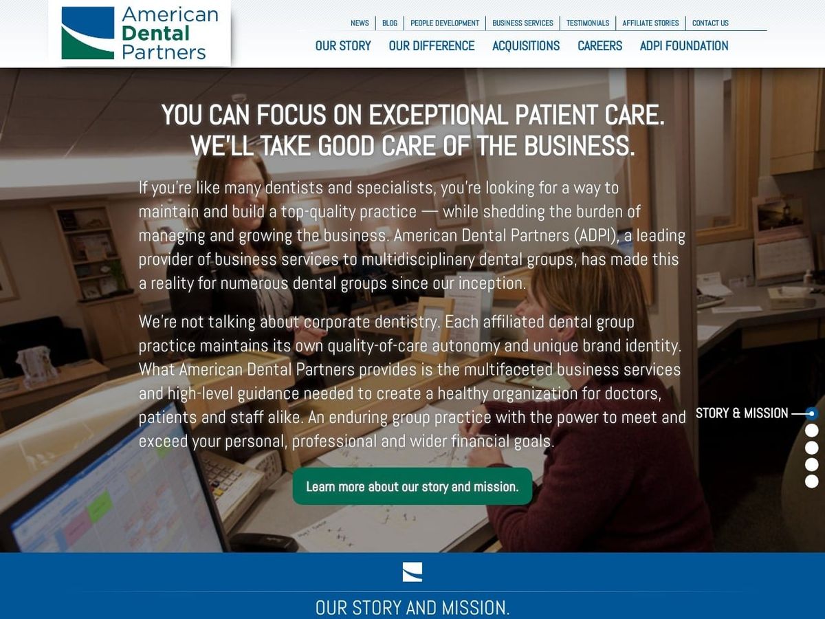 American Dental Partners of WI Website Screenshot from amdpi.com