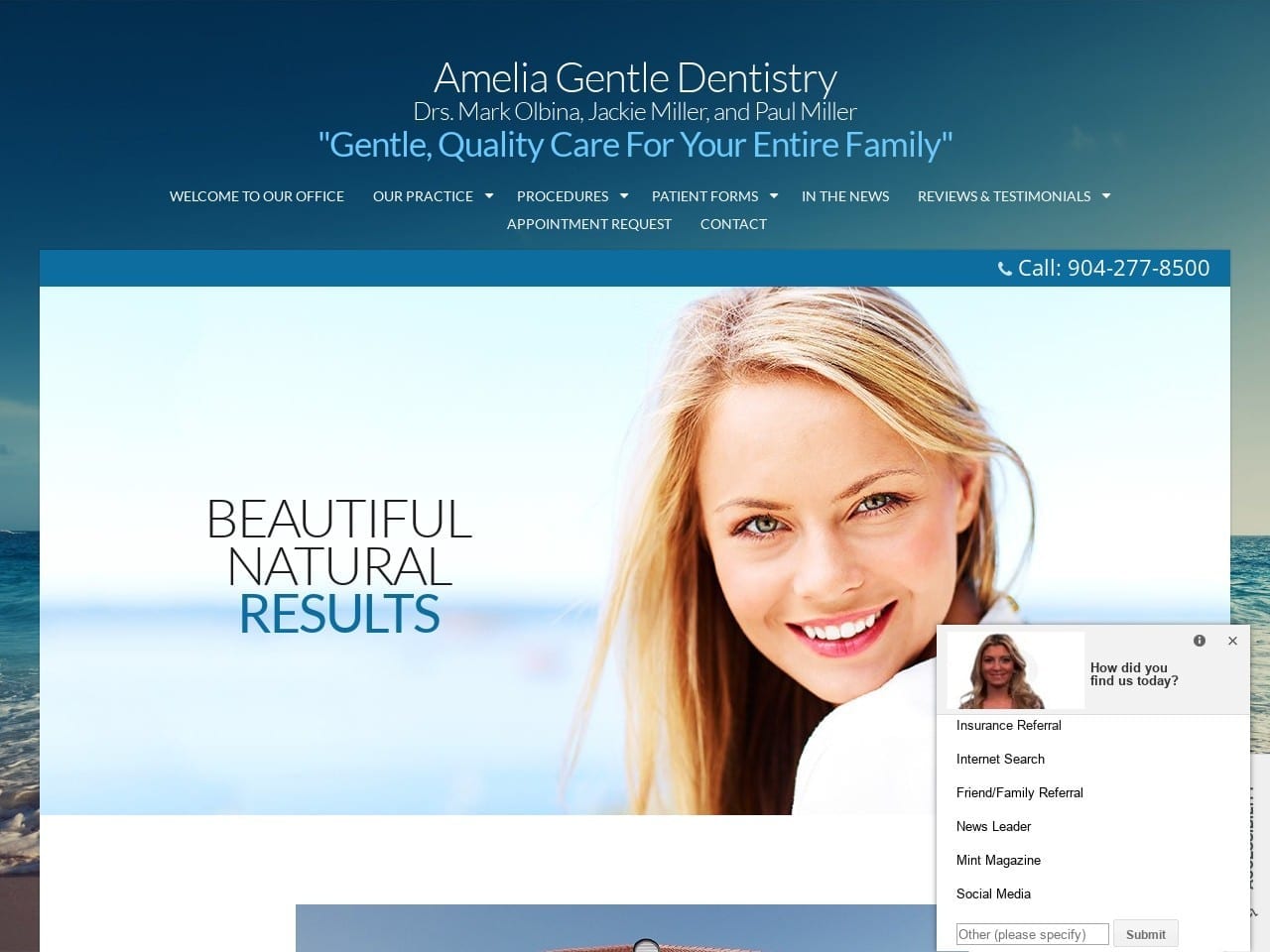 Amelia Gentle Dentist Website Screenshot from ameliagentledentistry.com