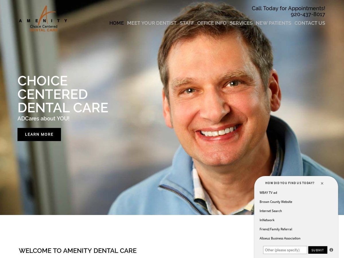 Amenity Dental Care Website Screenshot from amenitydentalcare.com