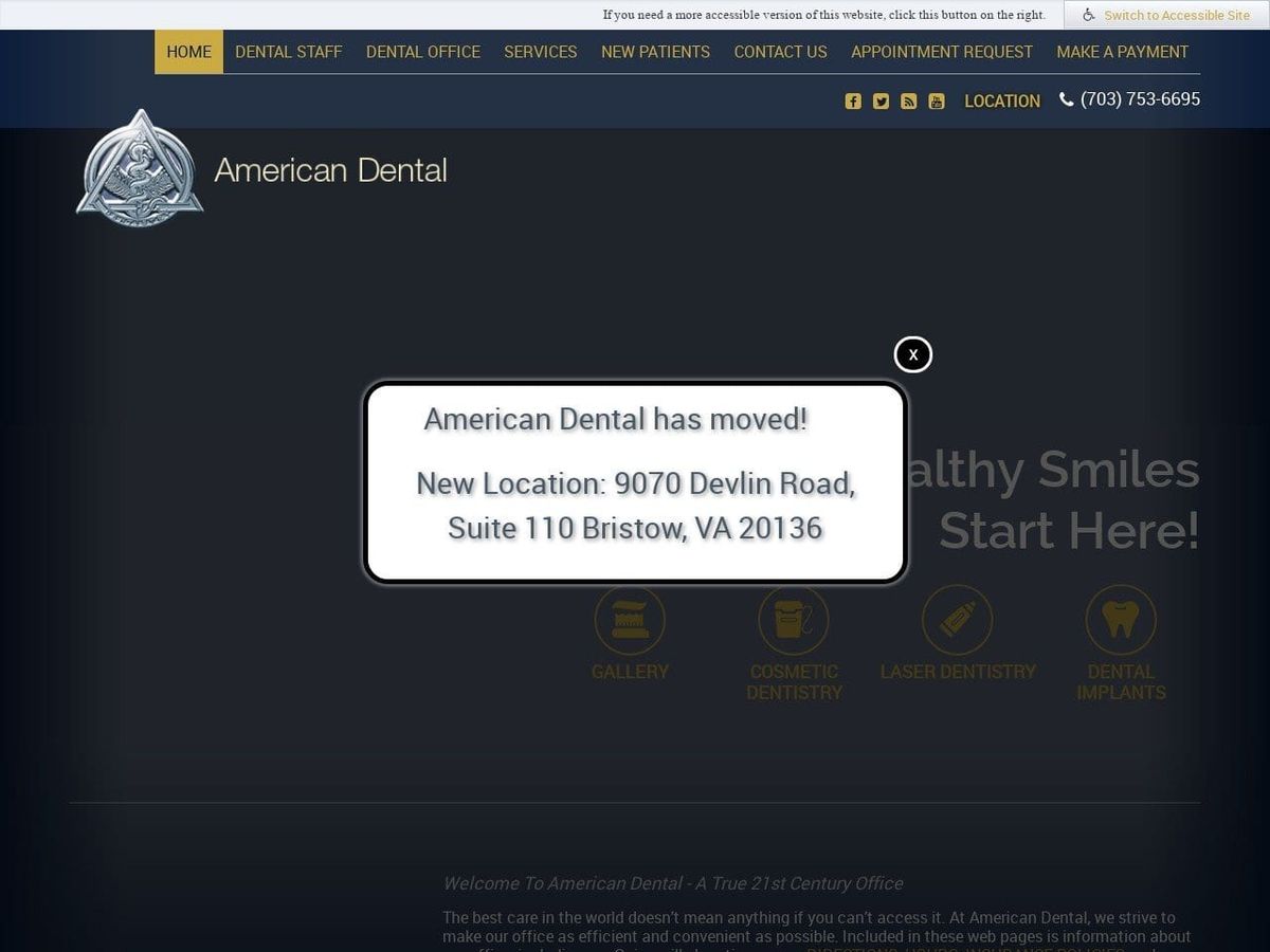 American Dental Associates Website Screenshot from americandental-va.com