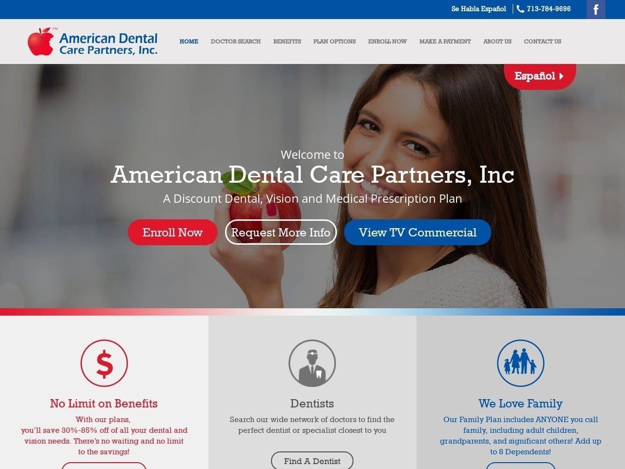 American Dental Care Inc Website Screenshot from americandentalcareinc.com