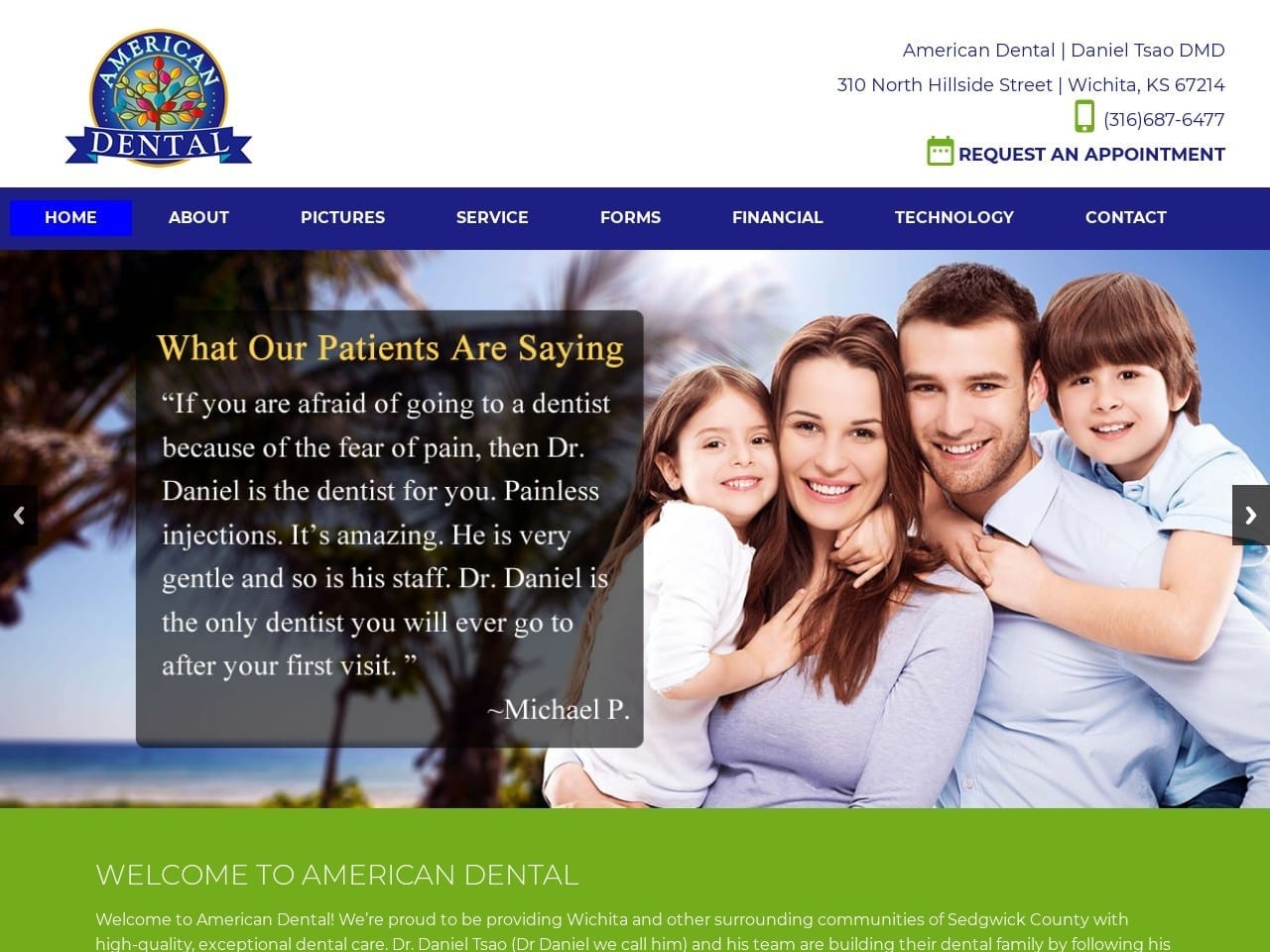 American Dental Website Screenshot from americandentalks.com