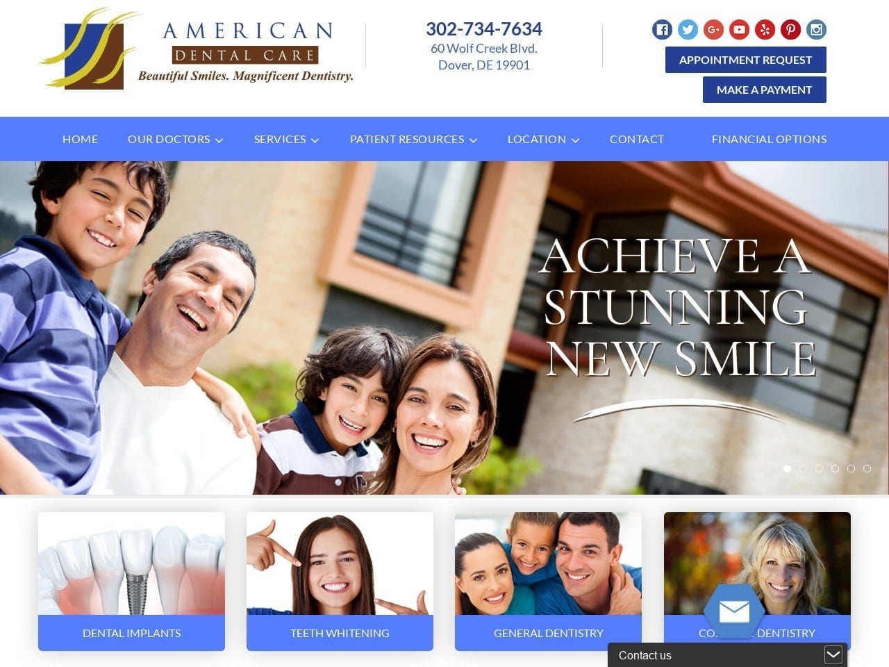 American Dental Care Website Screenshot from americandentalsmiles.com