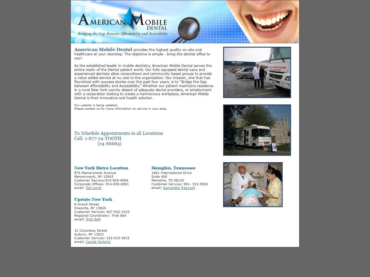 American Mobile Dental Website Screenshot from americanmobiledental.com