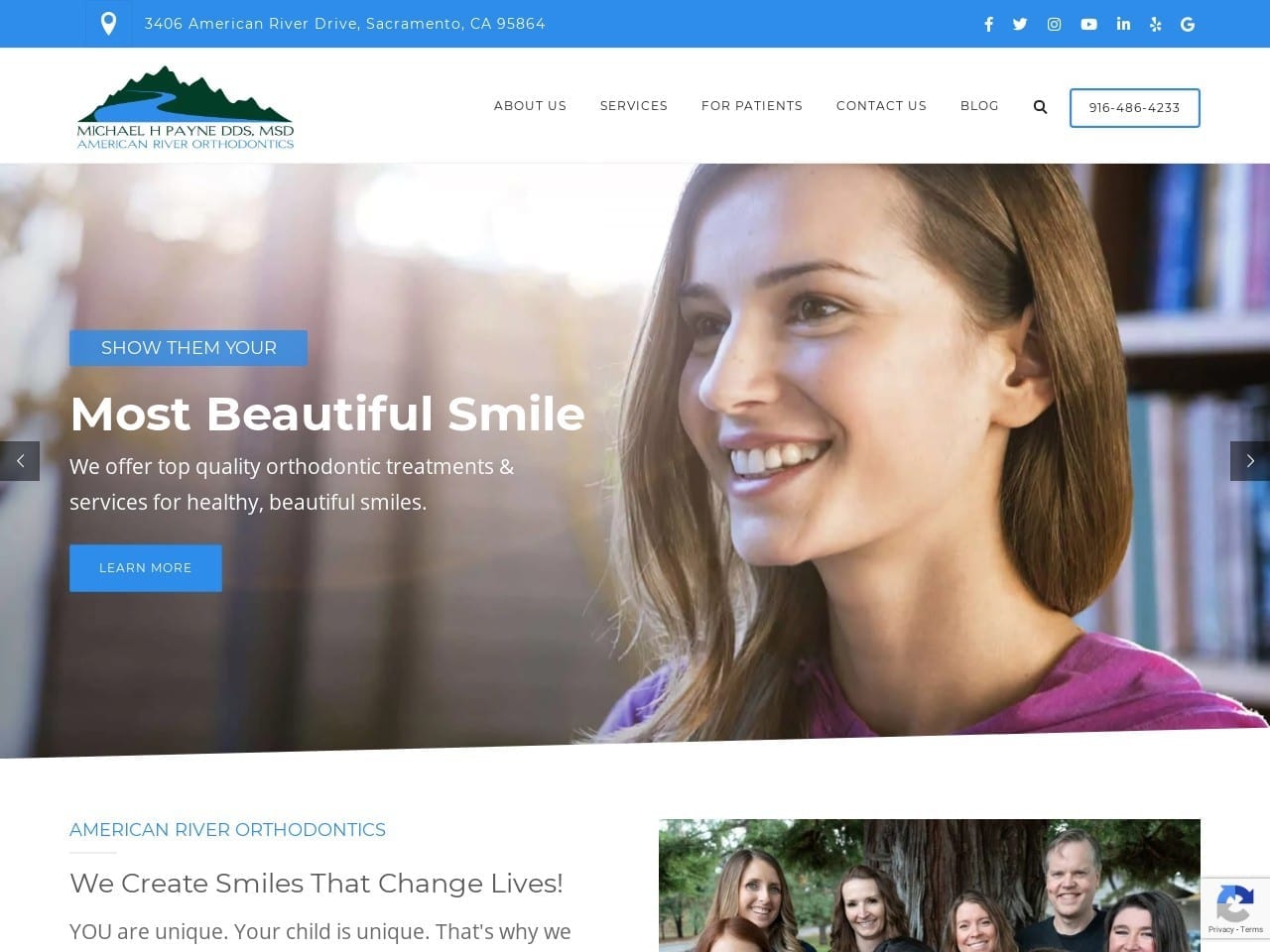 American River Orthodontics Website Screenshot from americanriverorthodontics.com