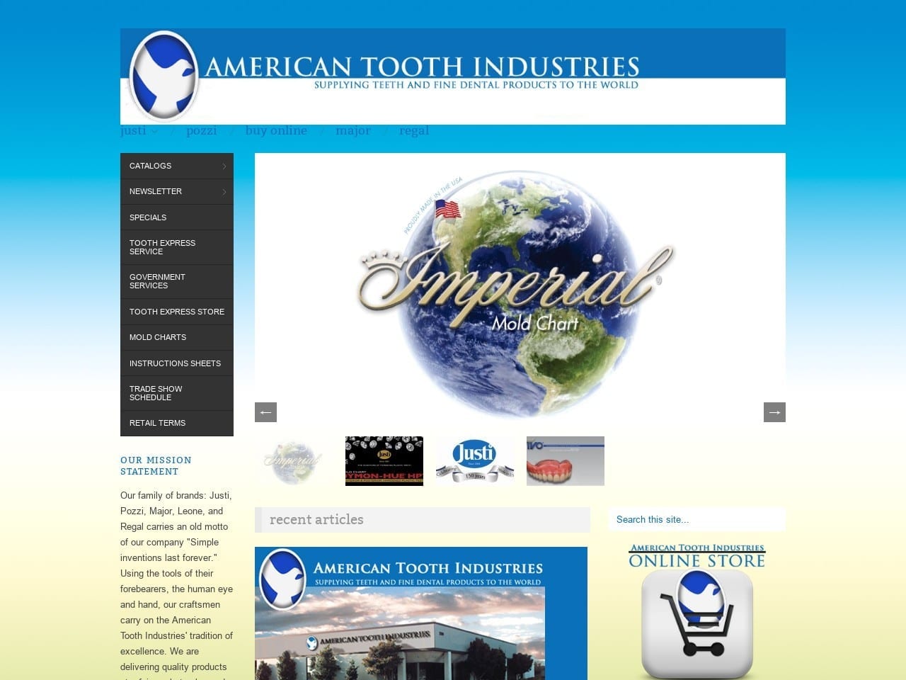 Pozzi Dental Products Website Screenshot from americantooth.com