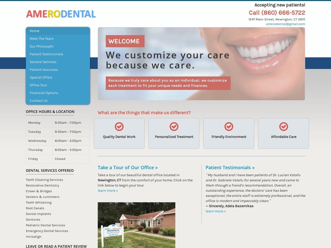 Amerodental LLC Website Screenshot from amerodental.com