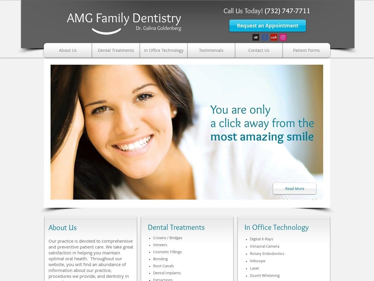 AMG Family Dentistry Website Screenshot from amgdental.net