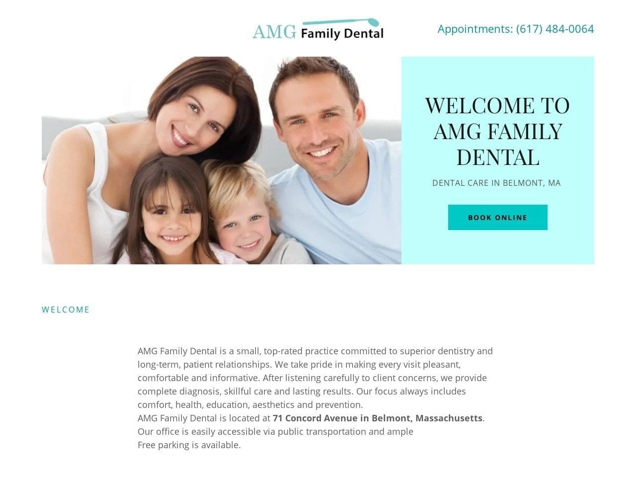 AMG Family Dental Website Screenshot from amgfamilydental.com