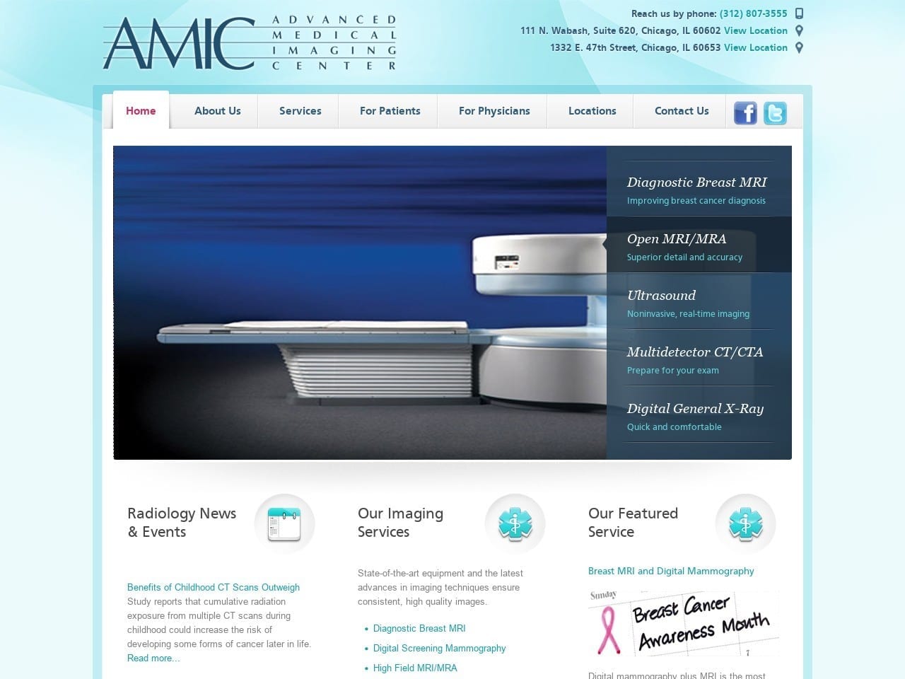 Advanced Medical Imaging Center Website Screenshot from amic-chicago.com