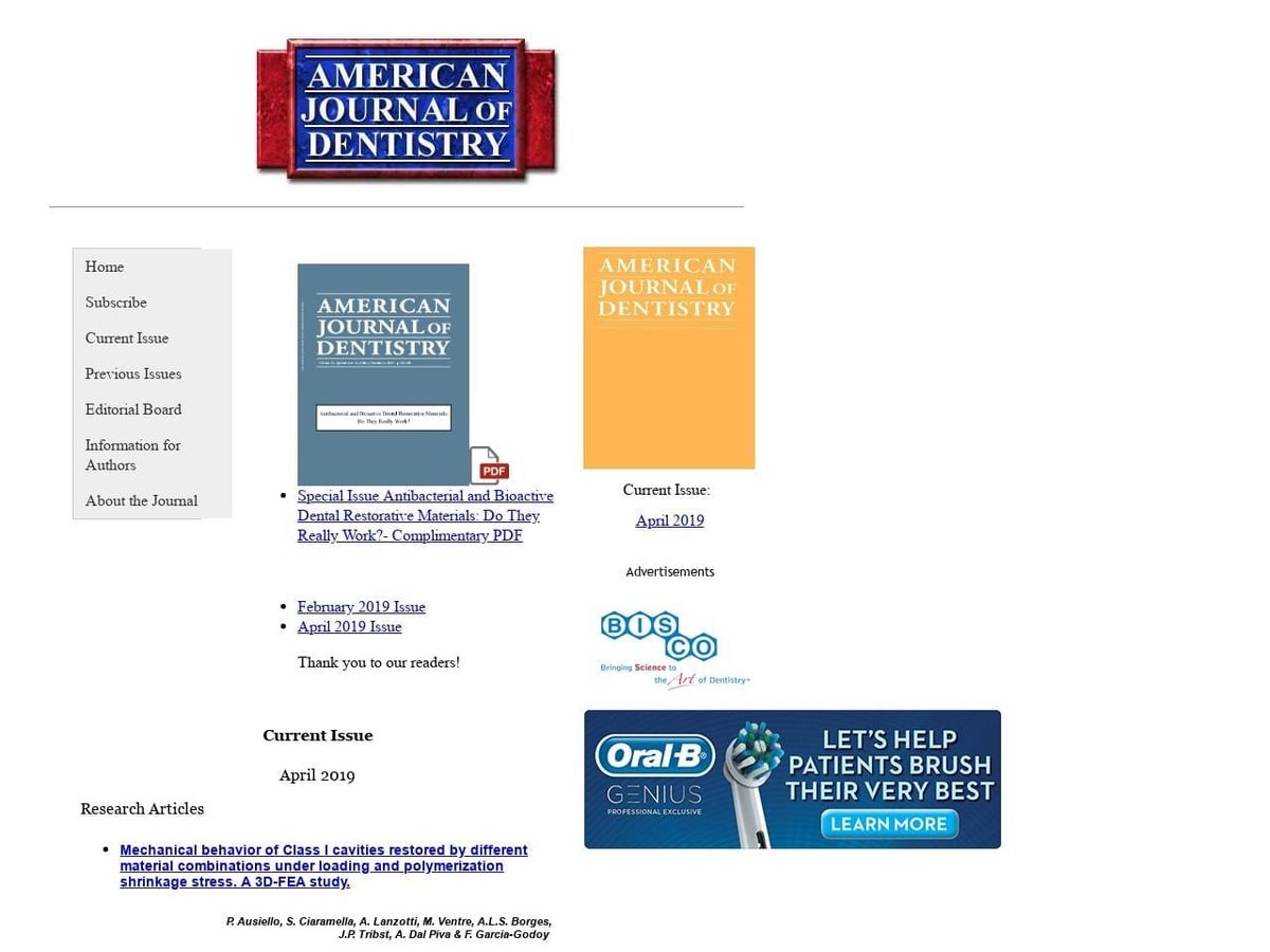 Americanjournal Of Dentist Website Screenshot from amjdent.com