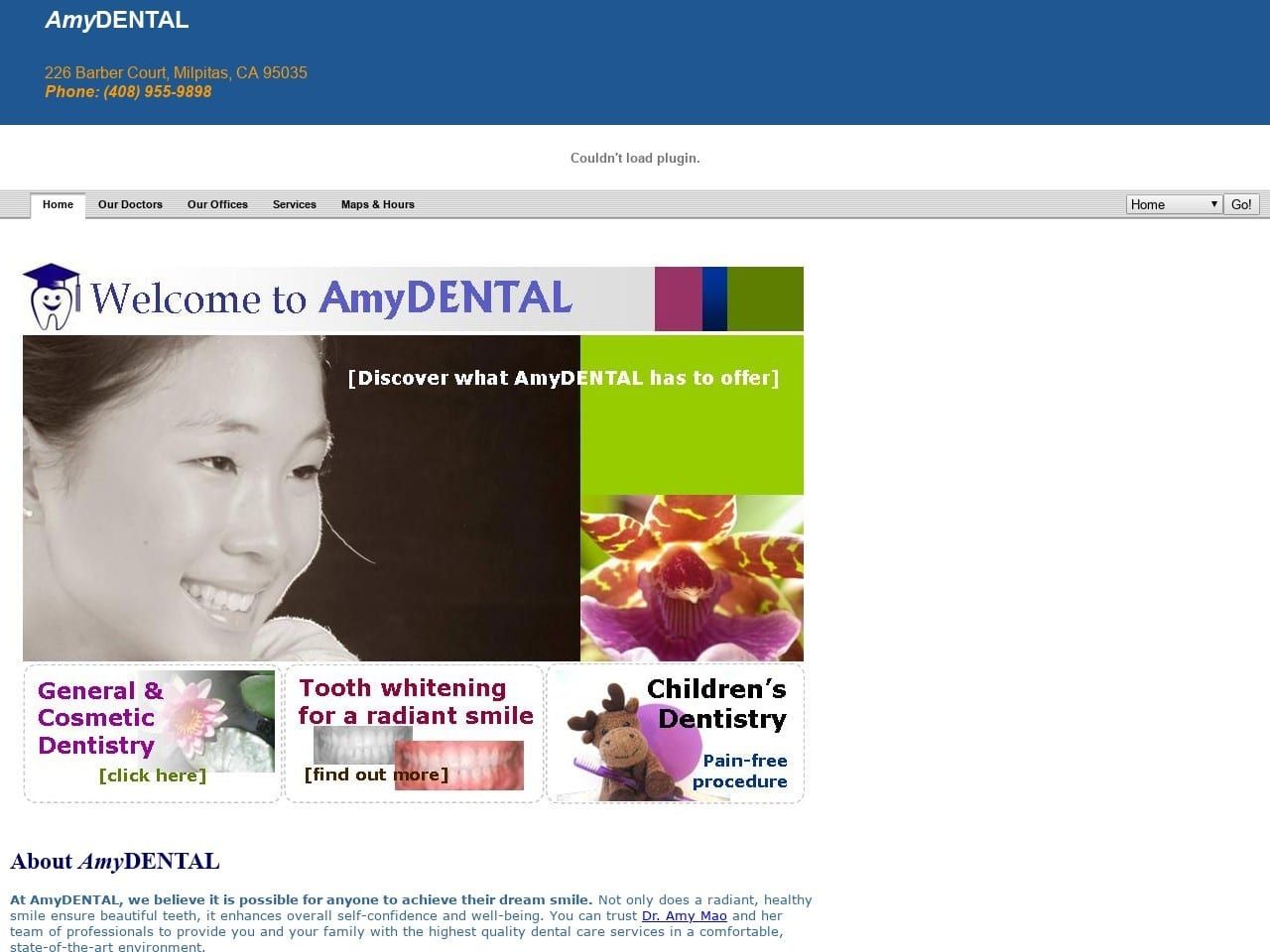 Amy Dental Website Screenshot from amydental.com