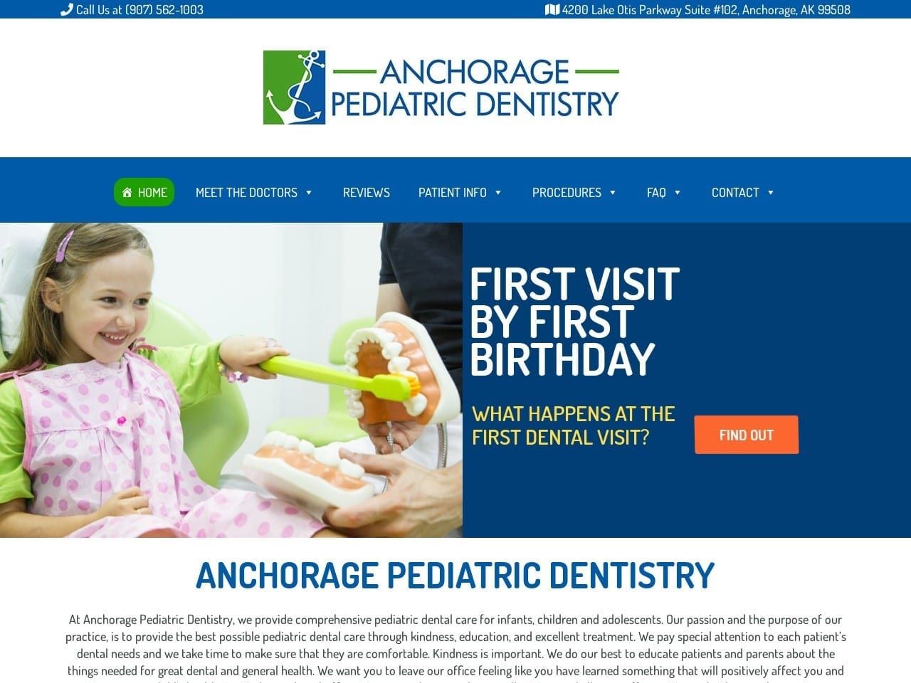 Anchorage Pediatric Dentist Website Screenshot from anchoragepediatricdentistry.com