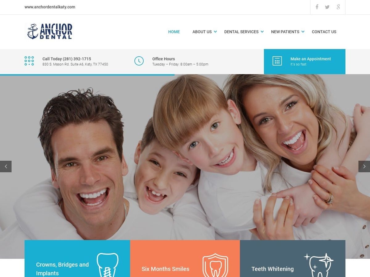 Anchor Dental Website Screenshot from anchordentalkaty.com