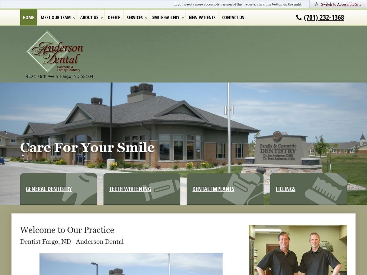 Dr. Jon D. Anderson DDS Website Screenshot from andersondentalfm.com