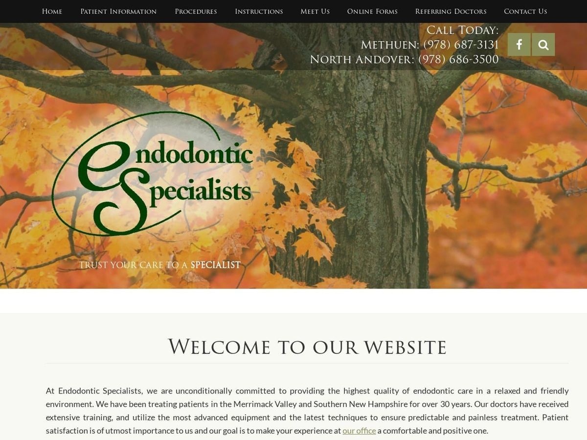 Andover Endodontics Website Screenshot from andoverendo.com
