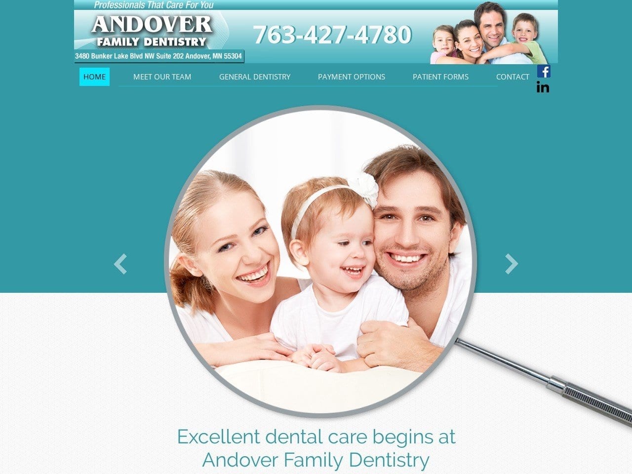 Andover Family Dentistry Website Screenshot from andoverfamilydentistrymn.com