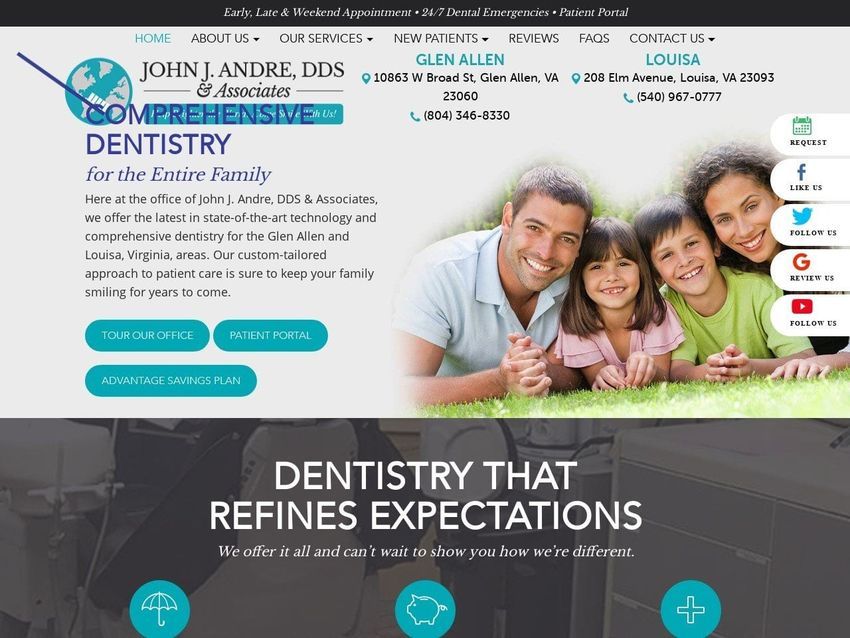 Dr. John J. Andre Website Screenshot from andredental.com