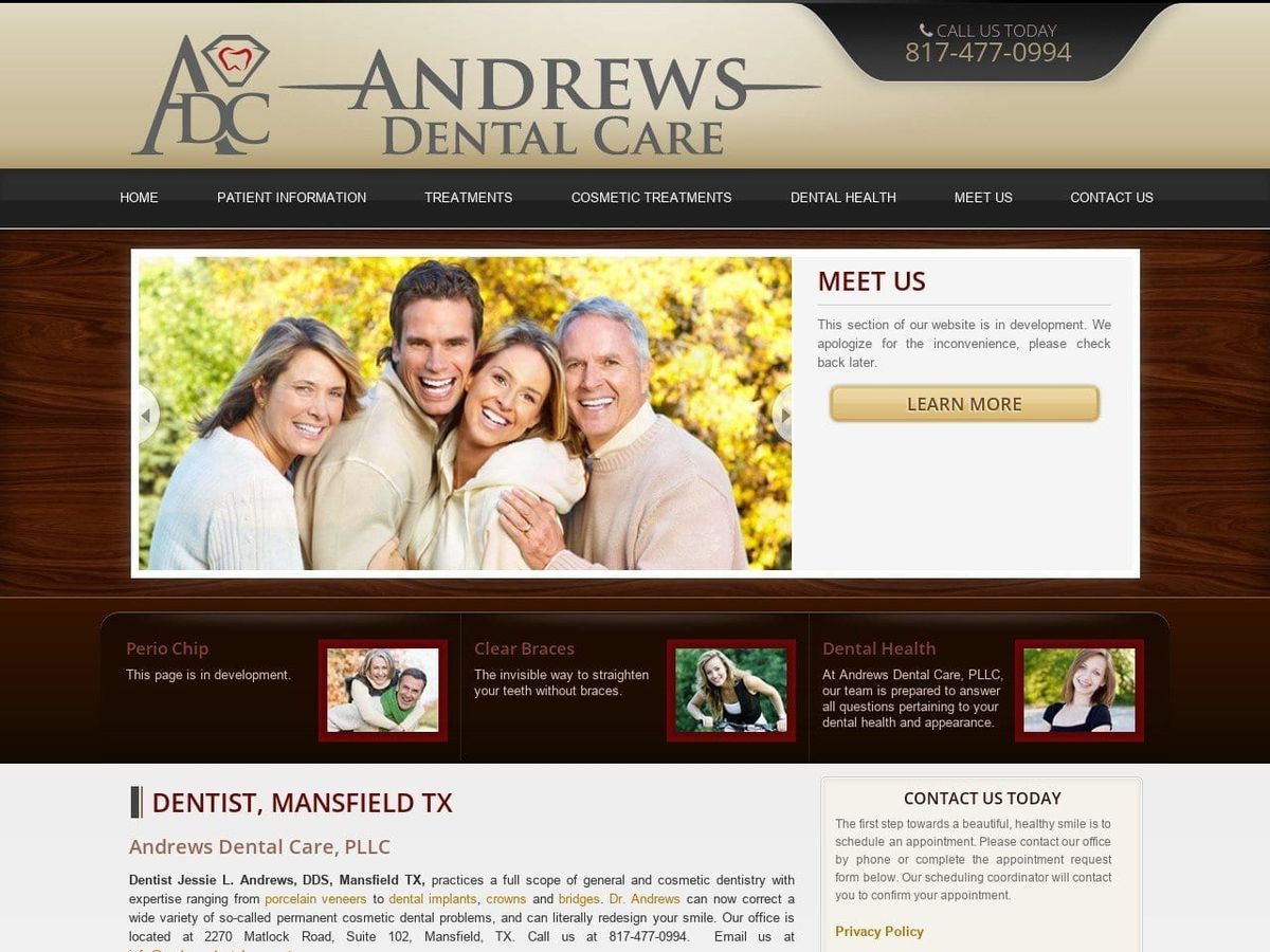 Andrews Dental Care PLLC Website Screenshot from andrewsdentalcare.net