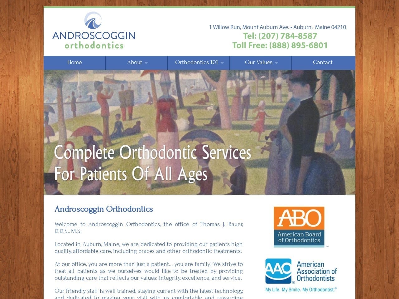 Androscoggin Orthodontics Website Screenshot from androscogginortho.com