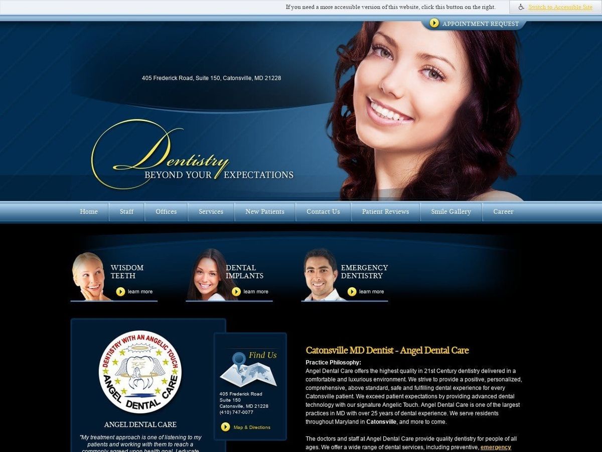 Angel Dental Care Website Screenshot from angeldentalcare.com