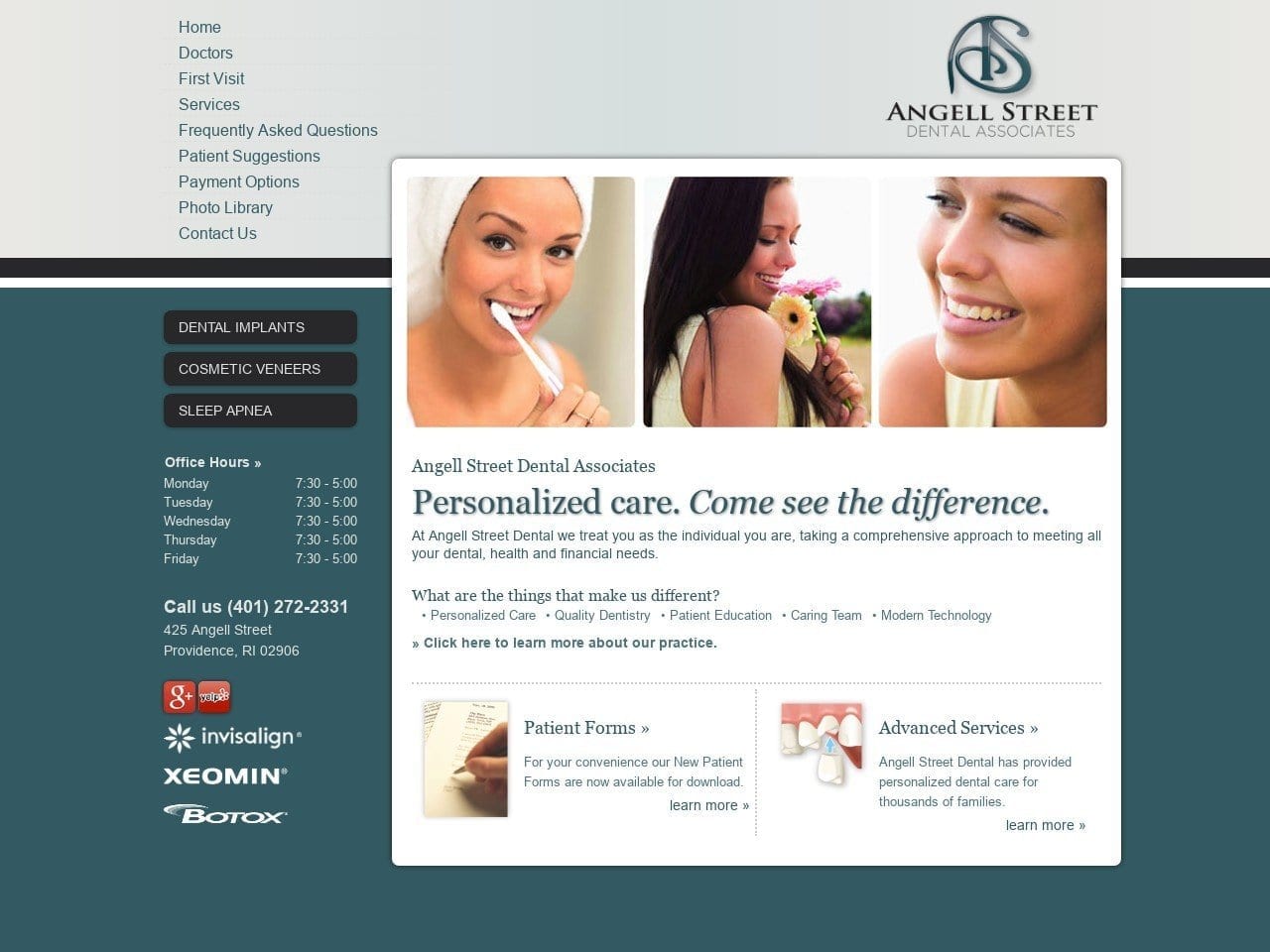 Angell Street Dental Associates Website Screenshot from angellstreetdental425.com