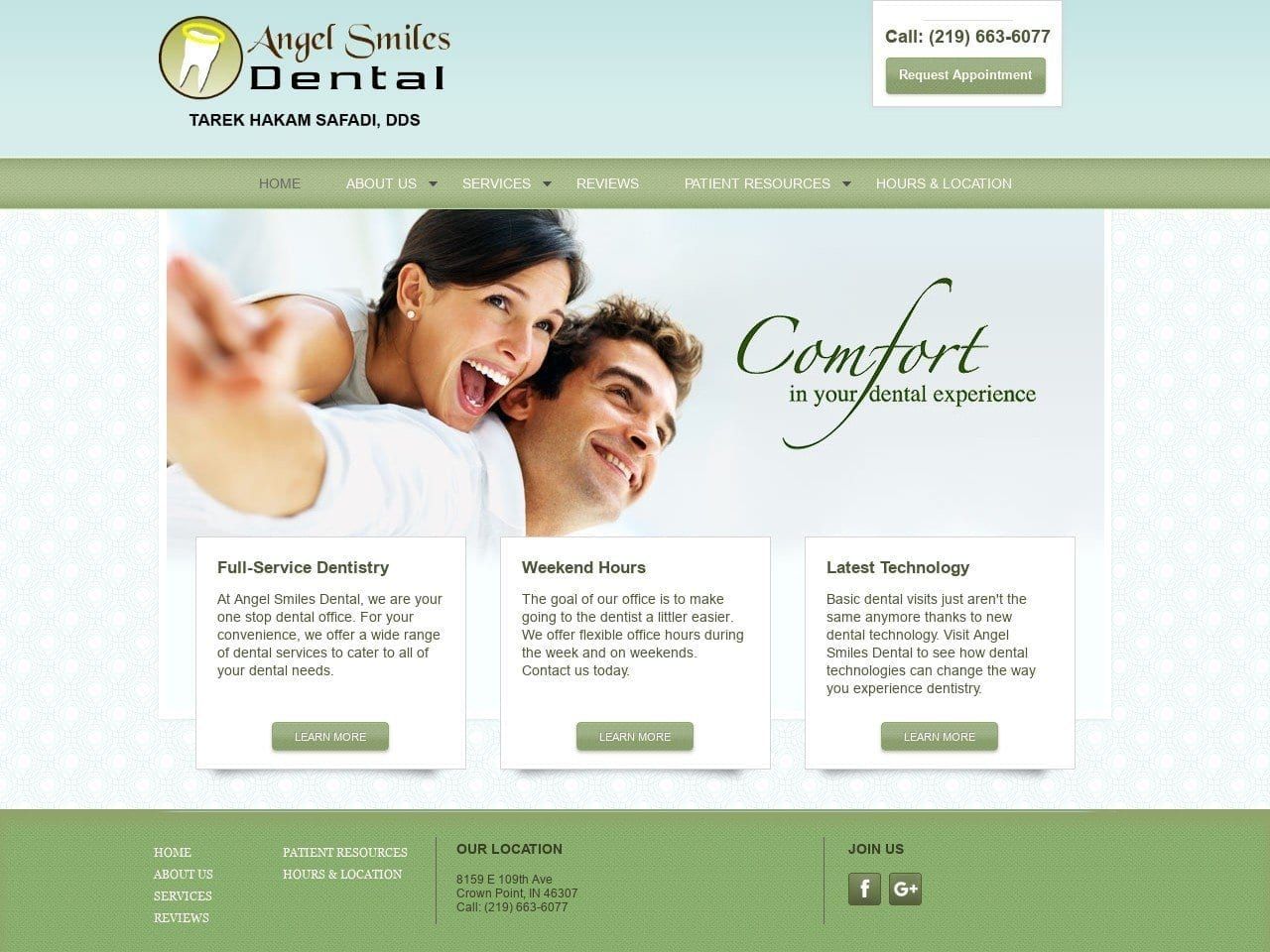 Angel Smiles Dental Website Screenshot from angelsmilesdental.com