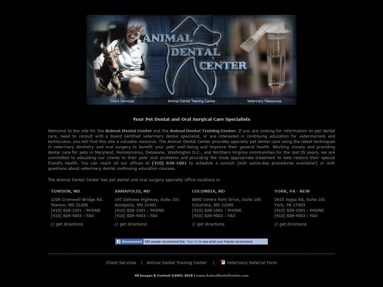 Animal Dental Center Website Screenshot from animaldentalcenter.com