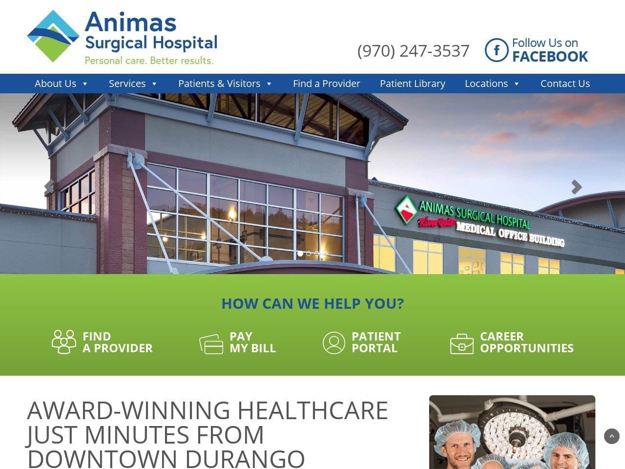 Animas Pediatric Dental Group Website Screenshot from animassurgical.com