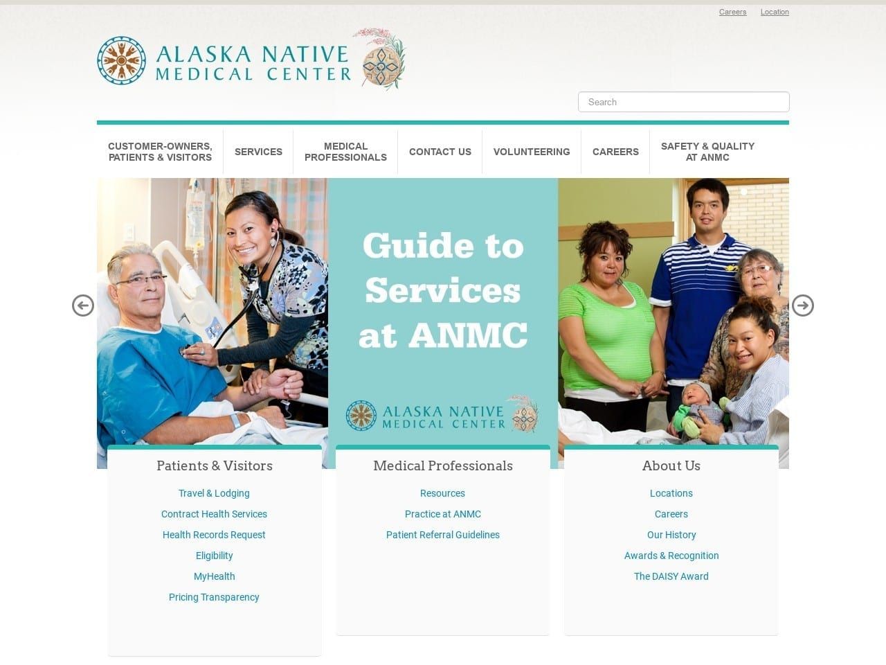 Alaska Native Medical Center Website Screenshot from anmc.org
