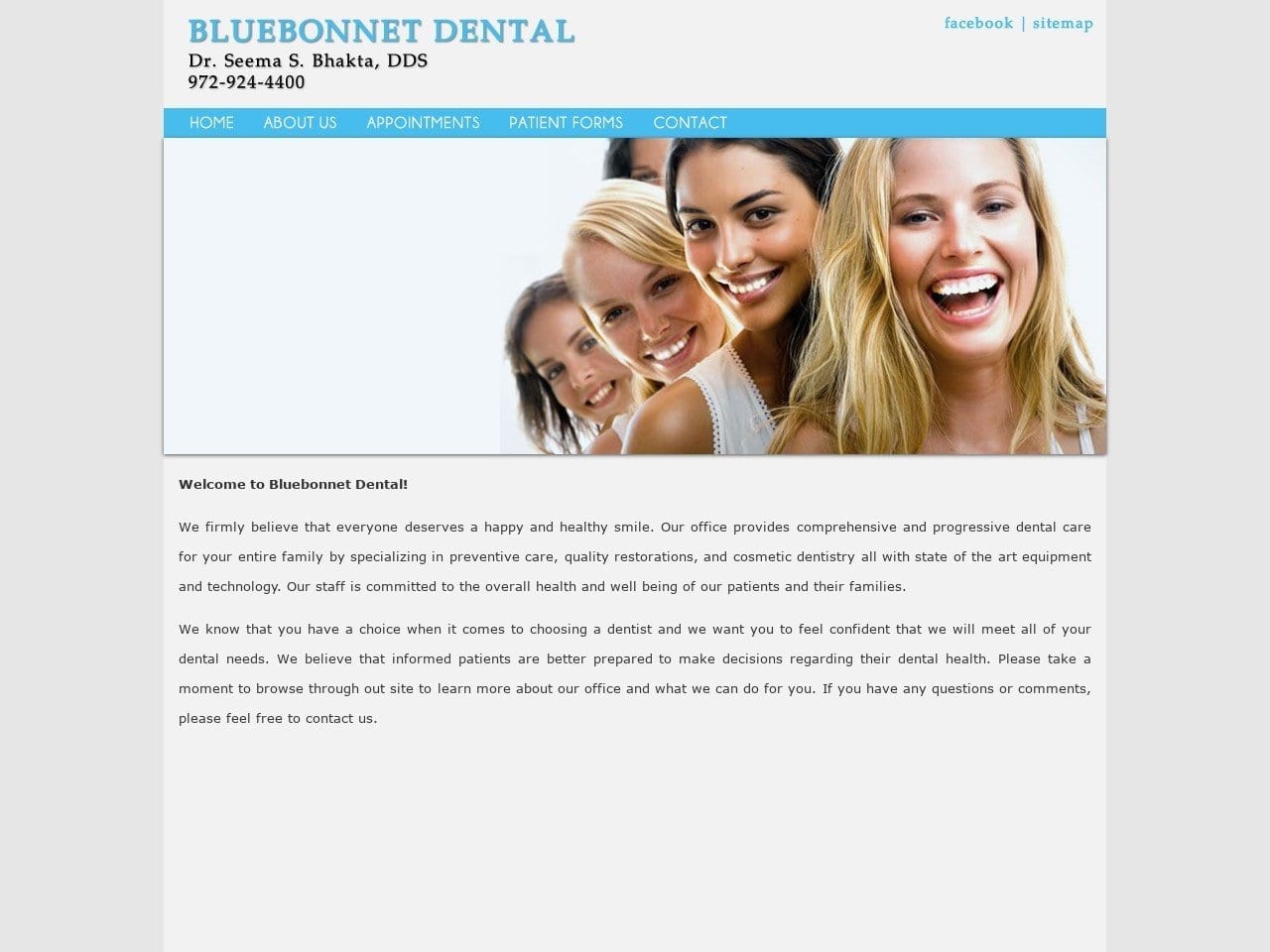 Bluebonnet Dental Website Screenshot from annabluebonnetdental.com