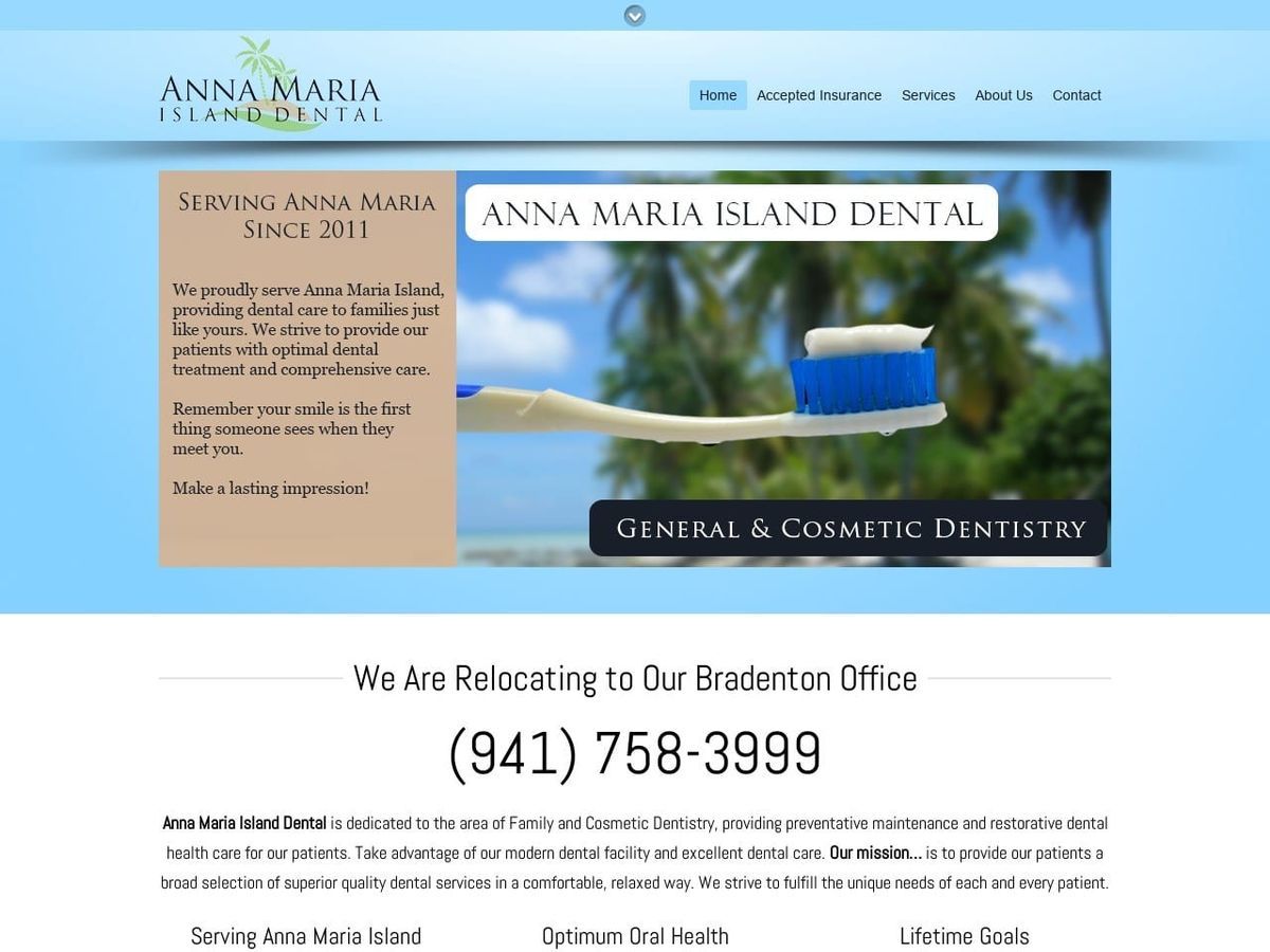 Anna Maria Island Dental Inc Website Screenshot from annamariadental.com