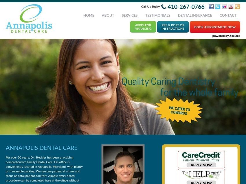Annapolis Dental Care Website Screenshot from annapolisdentalcare.com