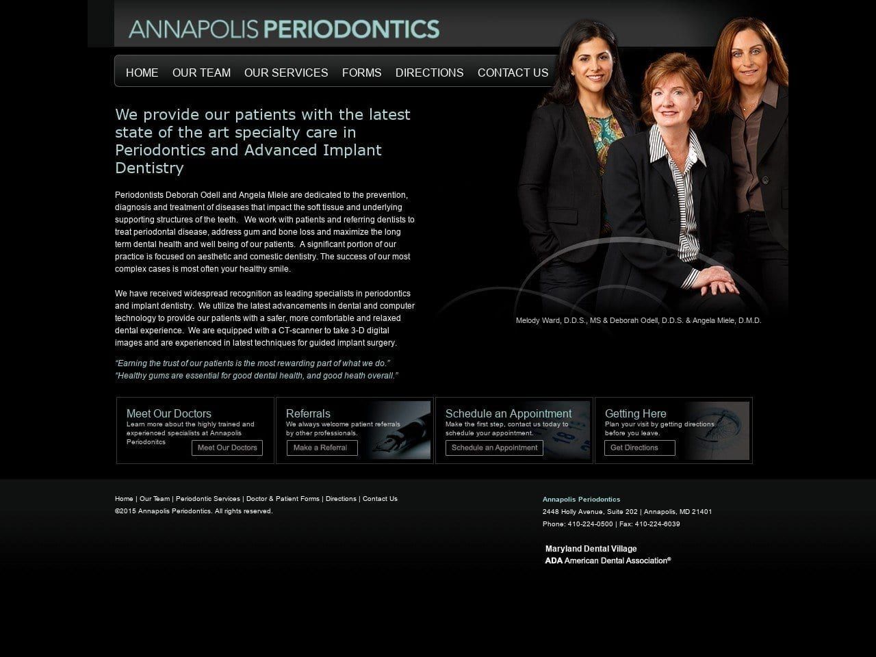 Annapolis Periodontics Website Screenshot from annapolisperiodontics.net