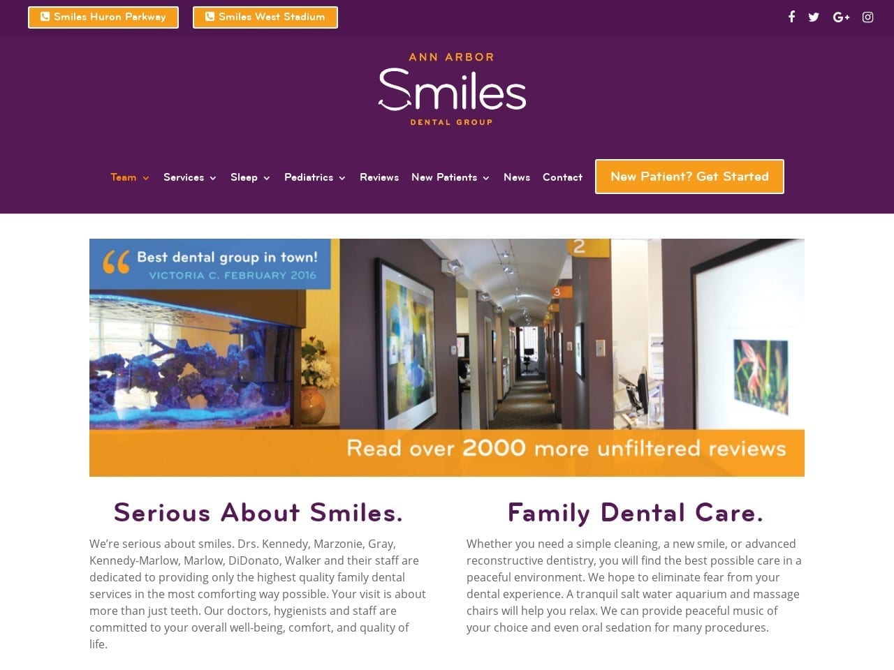 Kennedy Marzone Dentist Website Screenshot from annarborsmiles.com