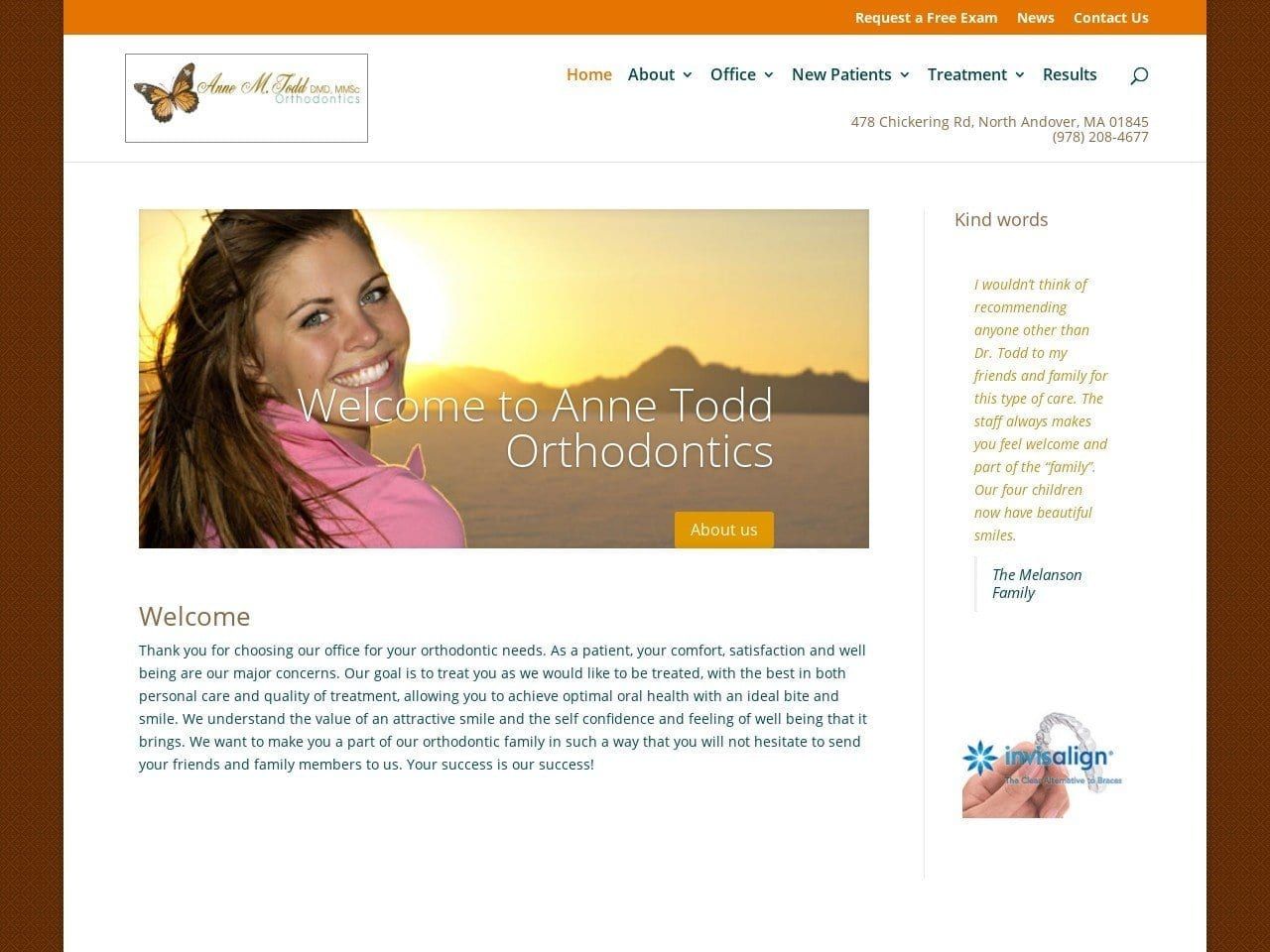 Anne Todd Orthodontics Website Screenshot from annetoddorthodontics.com